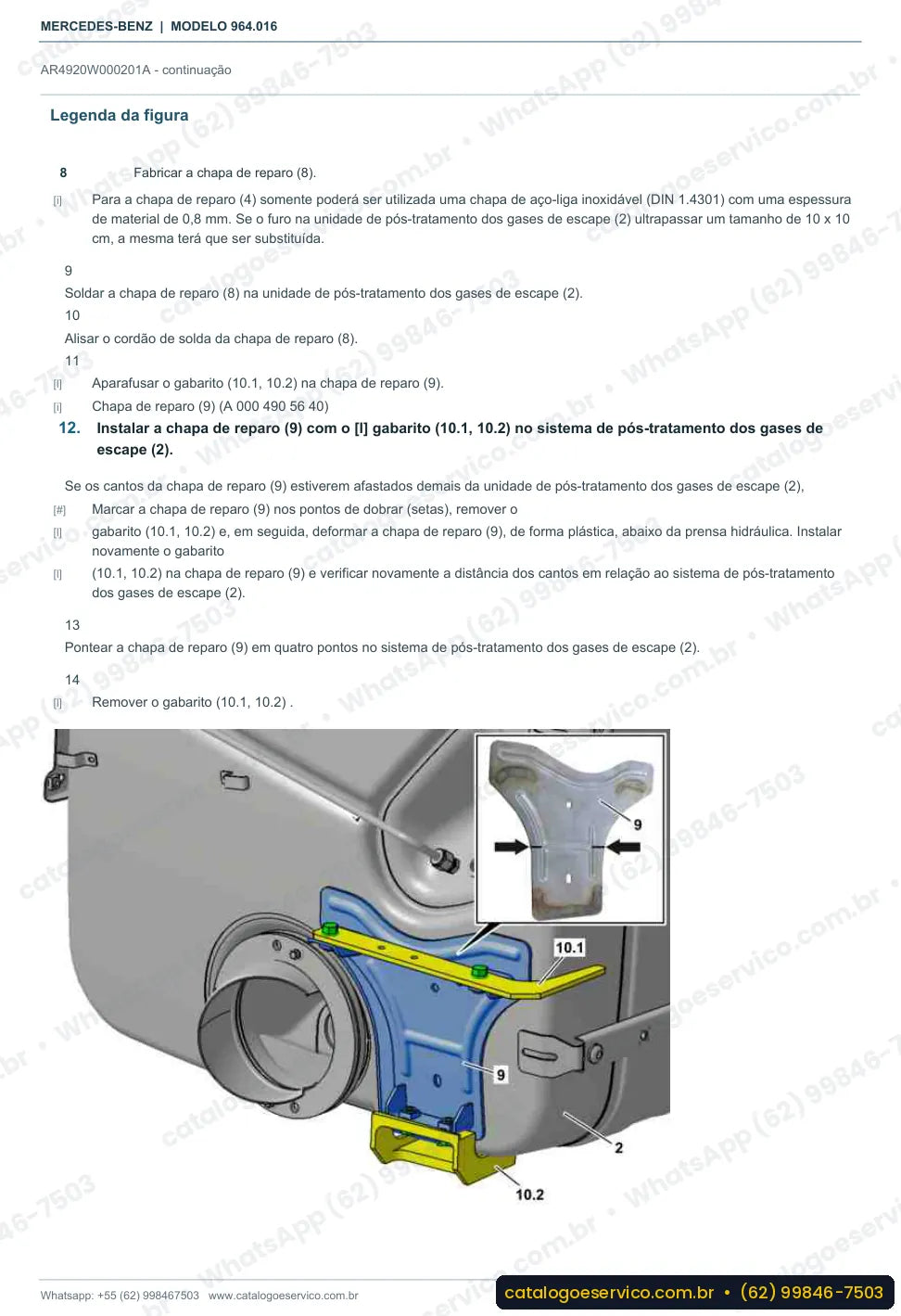 Página de procedimento do manual de oficina Mercedes-Benz Actros 3333