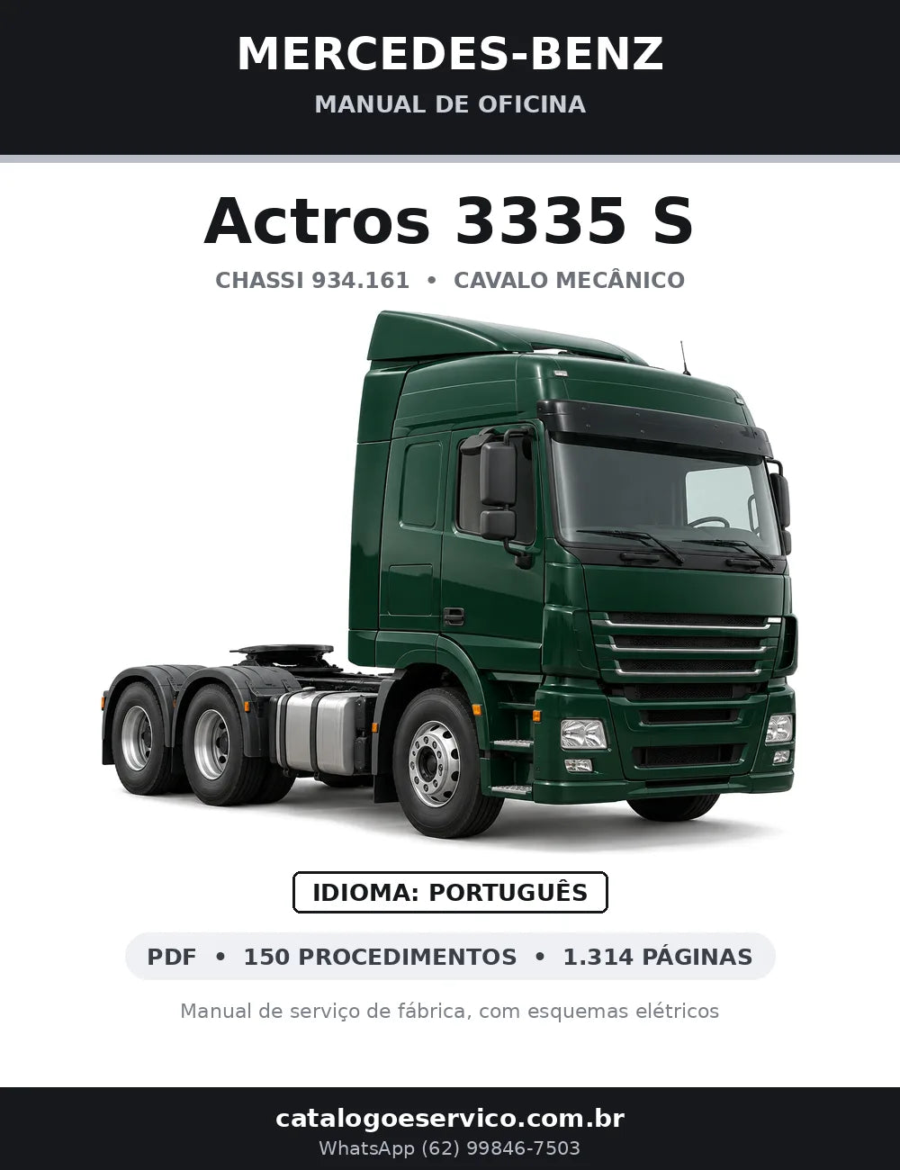 Capa do manual de oficina Mercedes-Benz Actros 3335 S