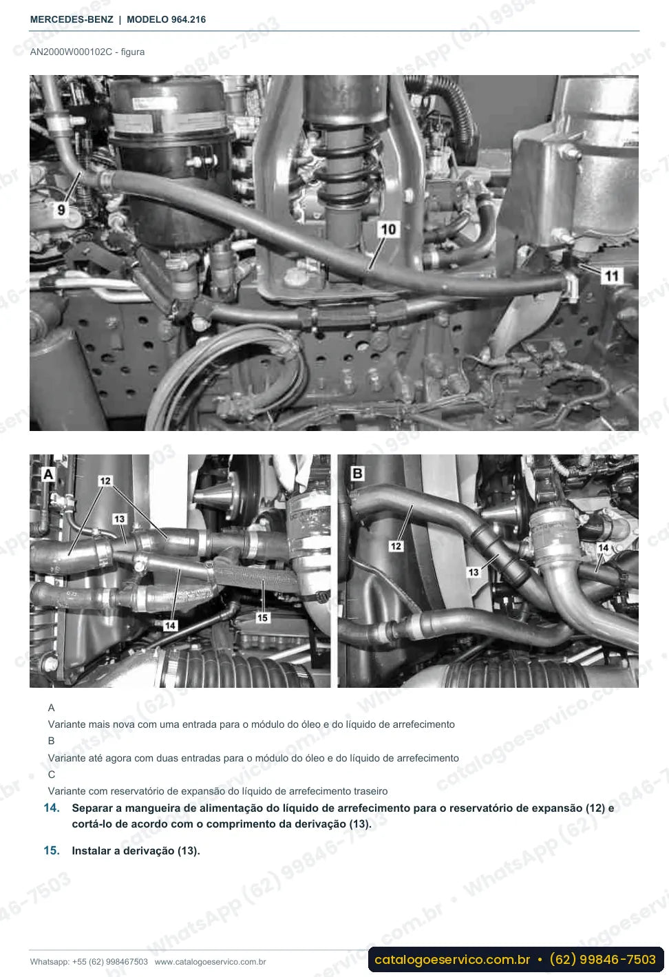 Página de procedimento do manual de oficina Mercedes-Benz Actros 3336 K