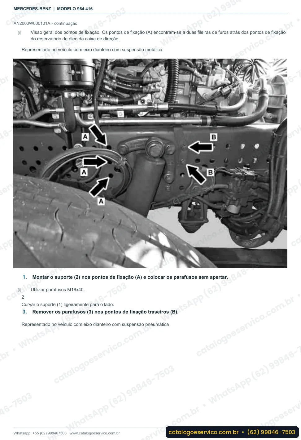 Página de procedimento do manual de oficina Mercedes-Benz Actros 3336 S