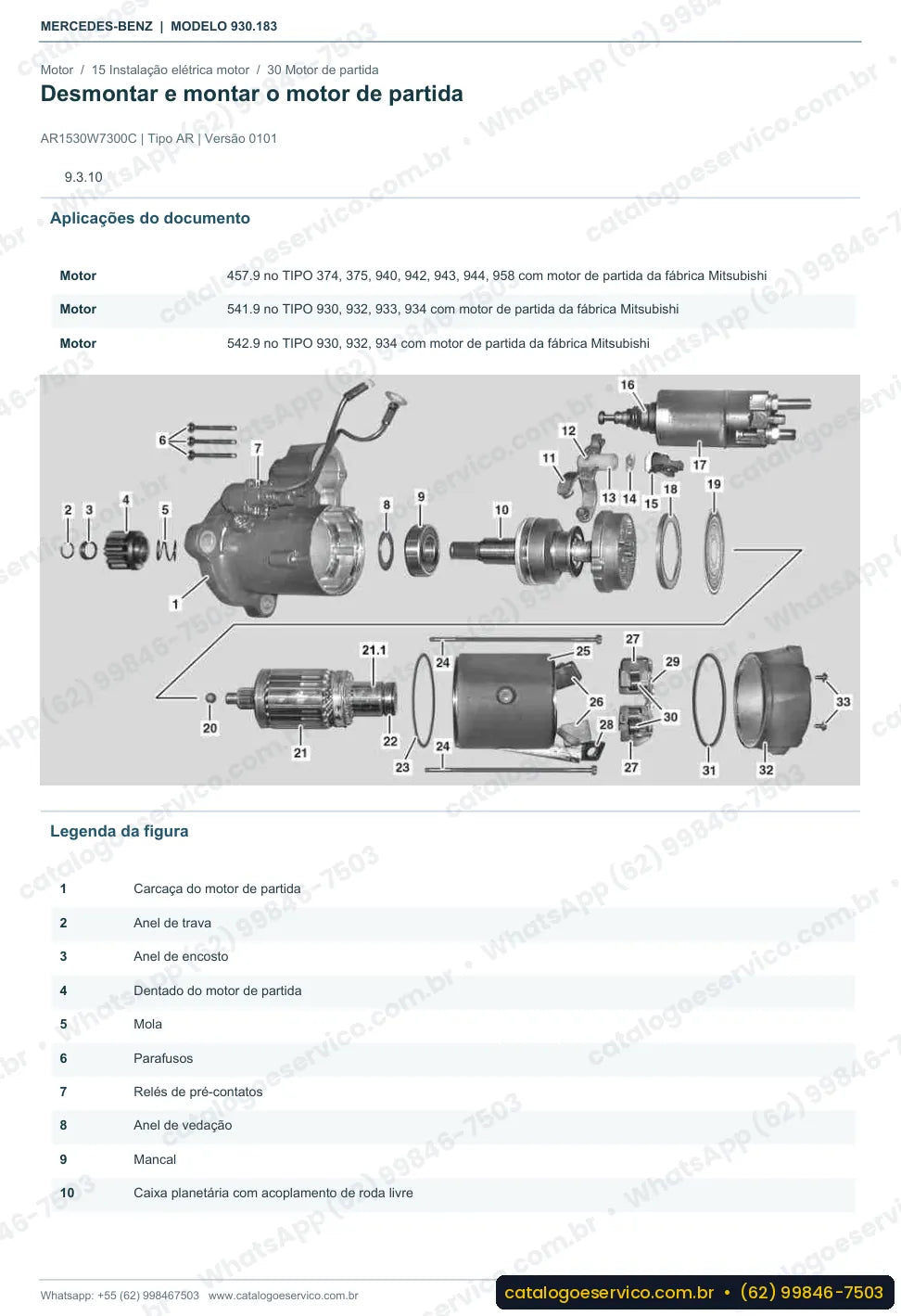 Página de procedimento do manual de oficina Mercedes-Benz Actros 3340 A