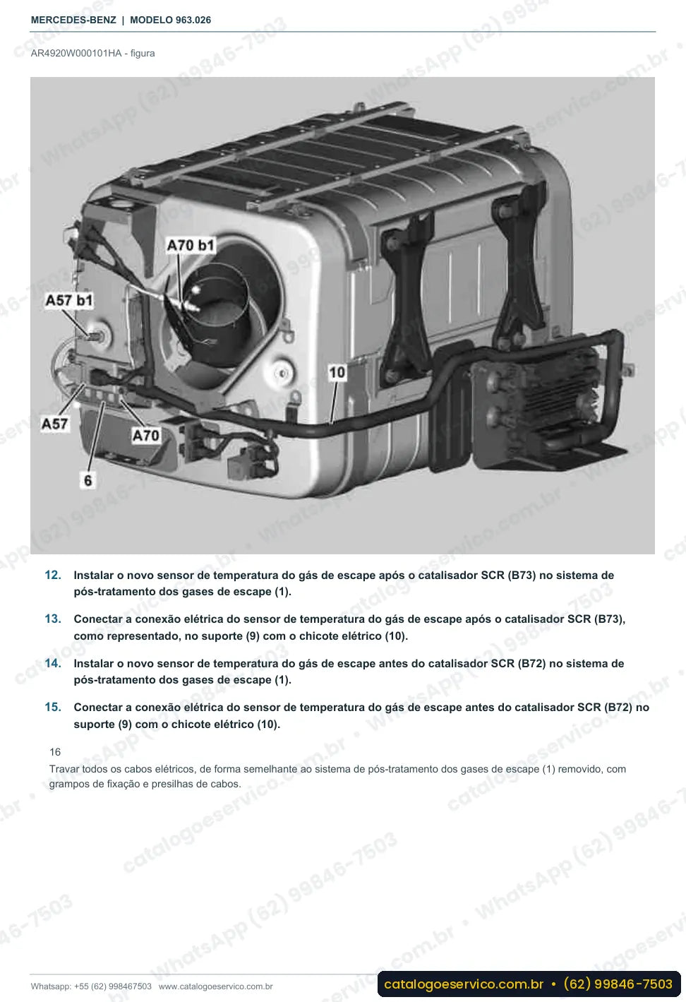 Página de procedimento do manual de oficina Mercedes-Benz Actros 3343 L