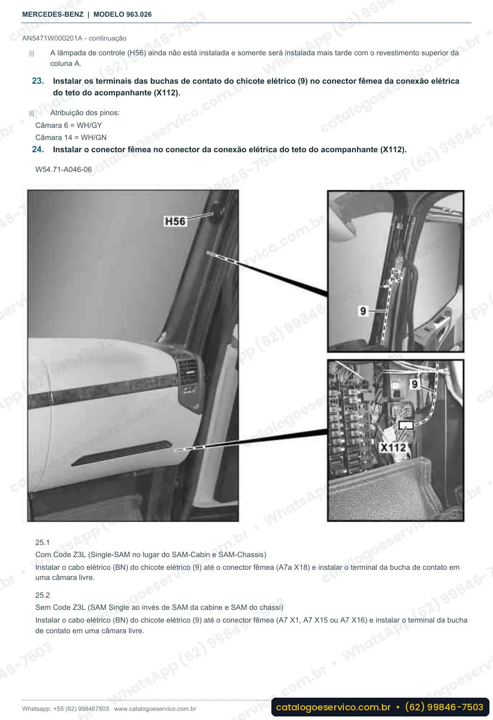 Página de procedimento do manual de oficina Mercedes-Benz Actros 3343 L