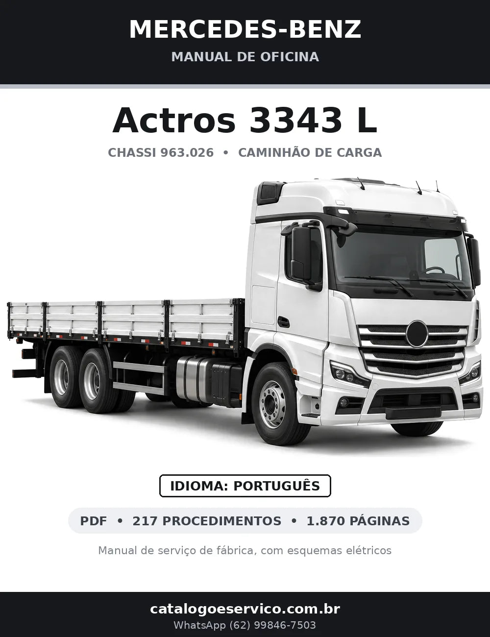 Capa do manual de oficina Mercedes-Benz Actros 3343 L