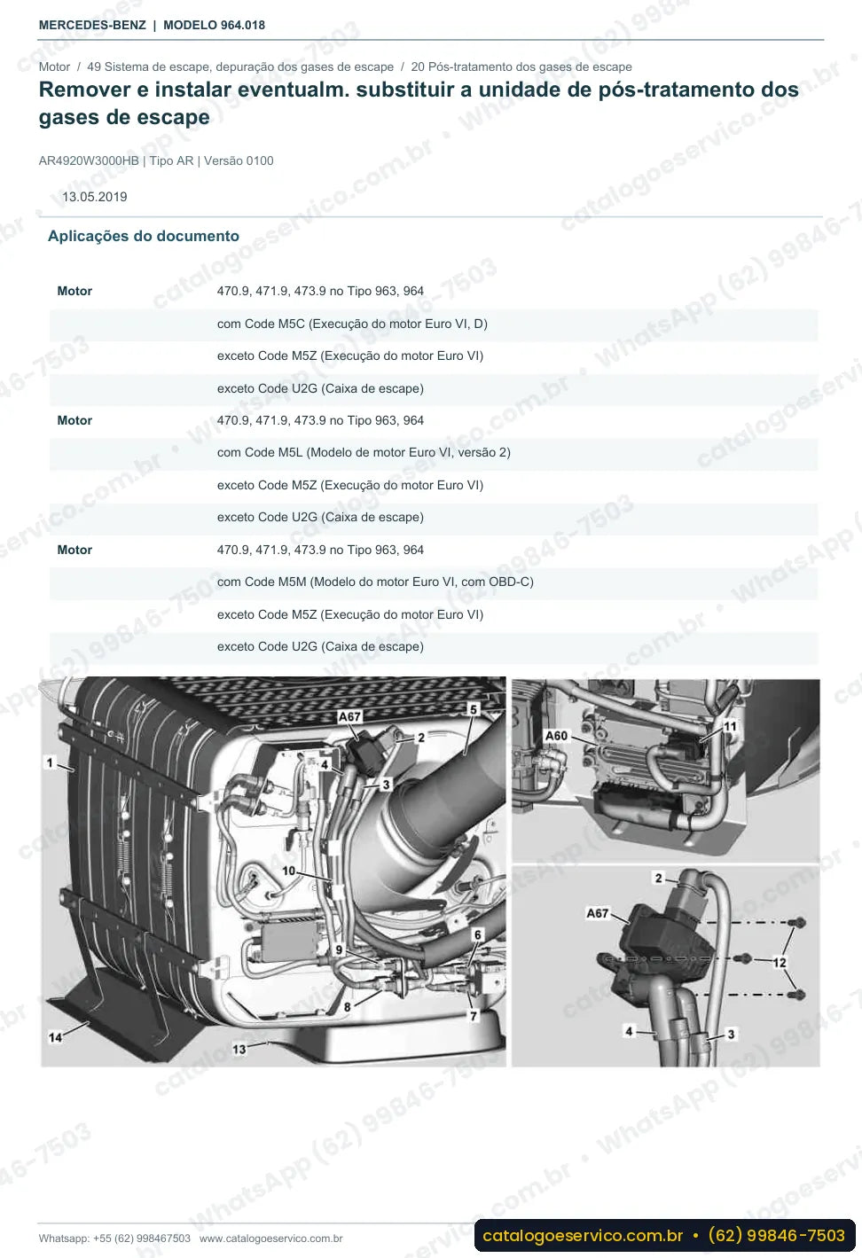 Página de procedimento do manual de oficina Mercedes-Benz Actros 3346 A
