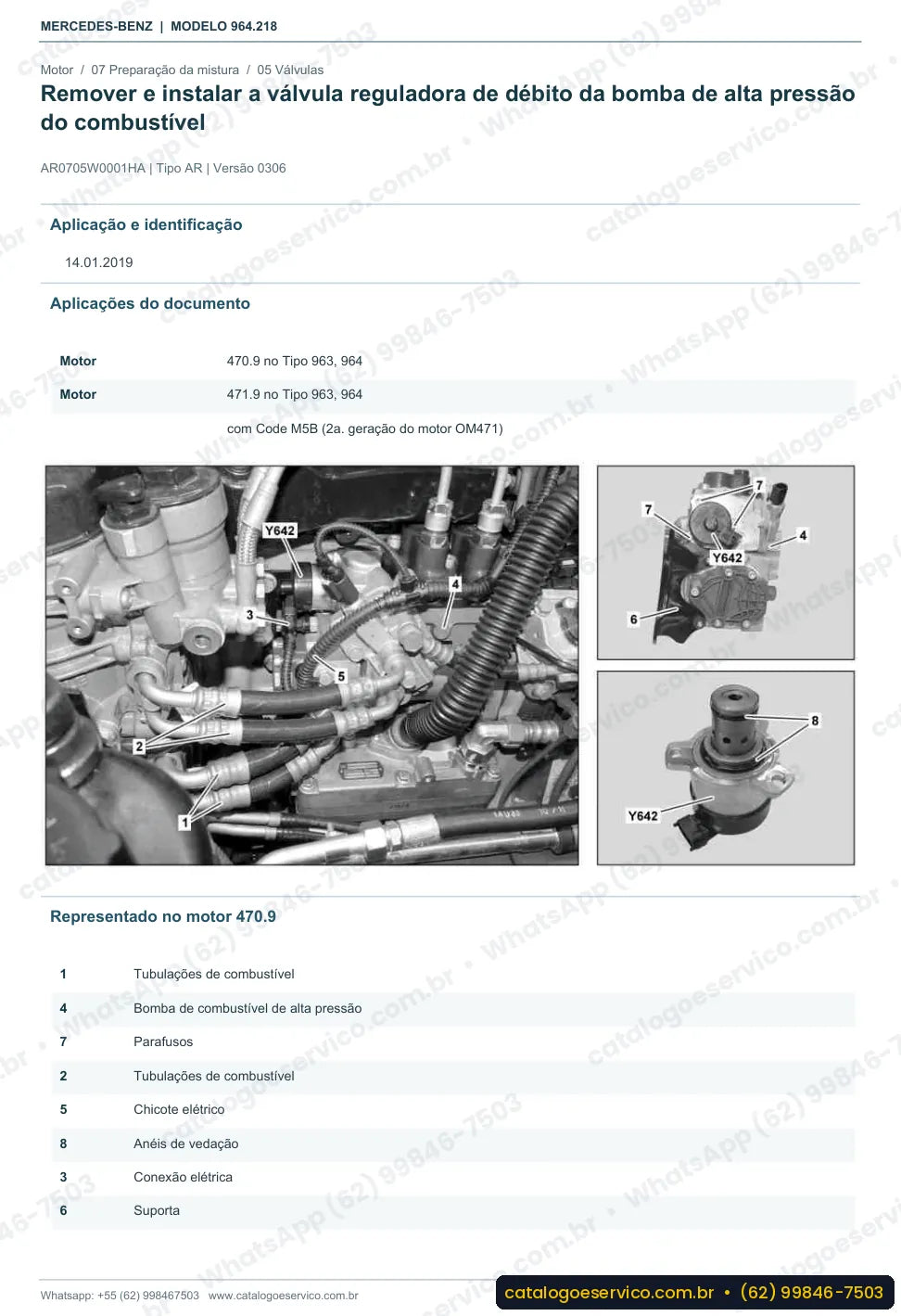Página de procedimento do manual de oficina Mercedes-Benz Actros 3346 AK