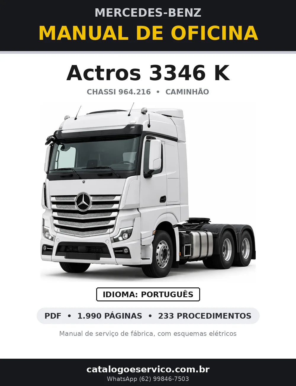 Capa do manual de oficina Mercedes-Benz Actros 3346 K