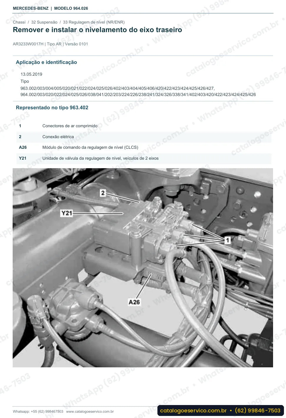 Página de procedimento do manual de oficina Mercedes-Benz Actros 3346 L