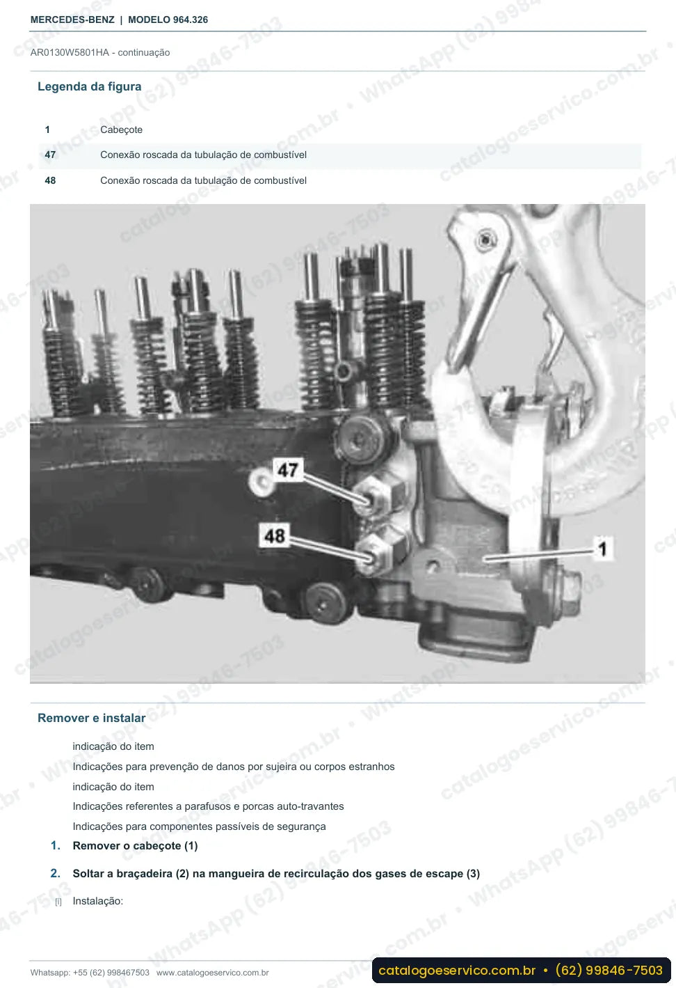 Página de procedimento do manual de oficina Mercedes-Benz Actros 3346 LB