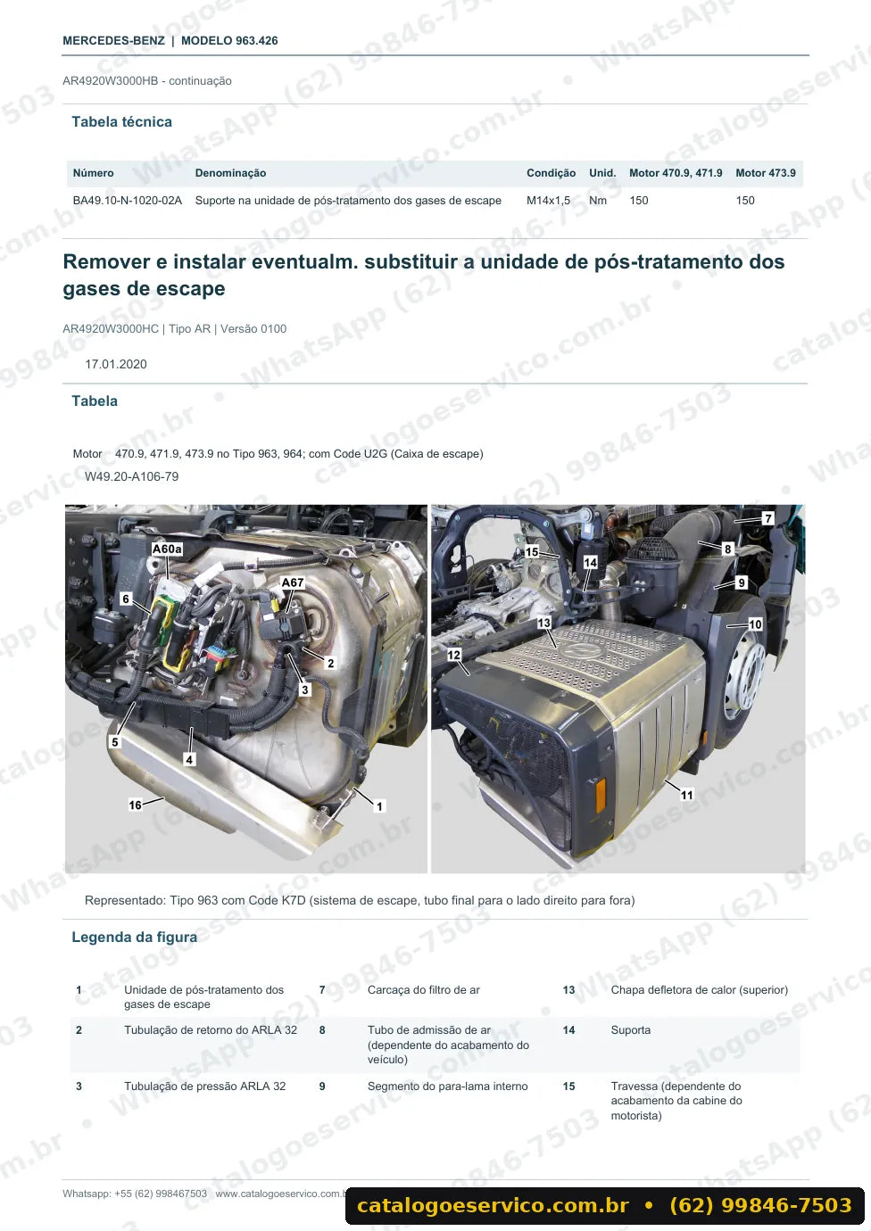 Página de procedimento do manual de oficina Mercedes-Benz Actros 3346 LS