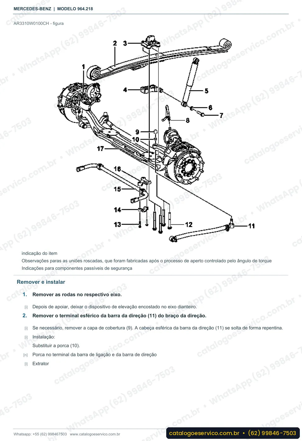 Página de procedimento do manual de oficina Mercedes-Benz Actros 3348 K