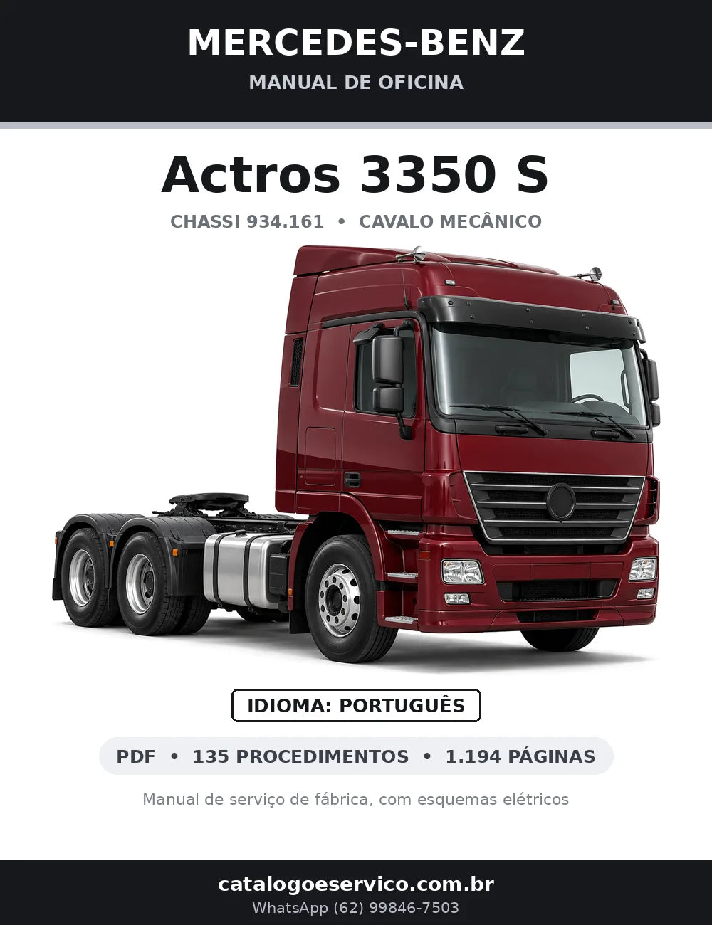 Capa do manual de oficina Mercedes-Benz Actros 3350 S