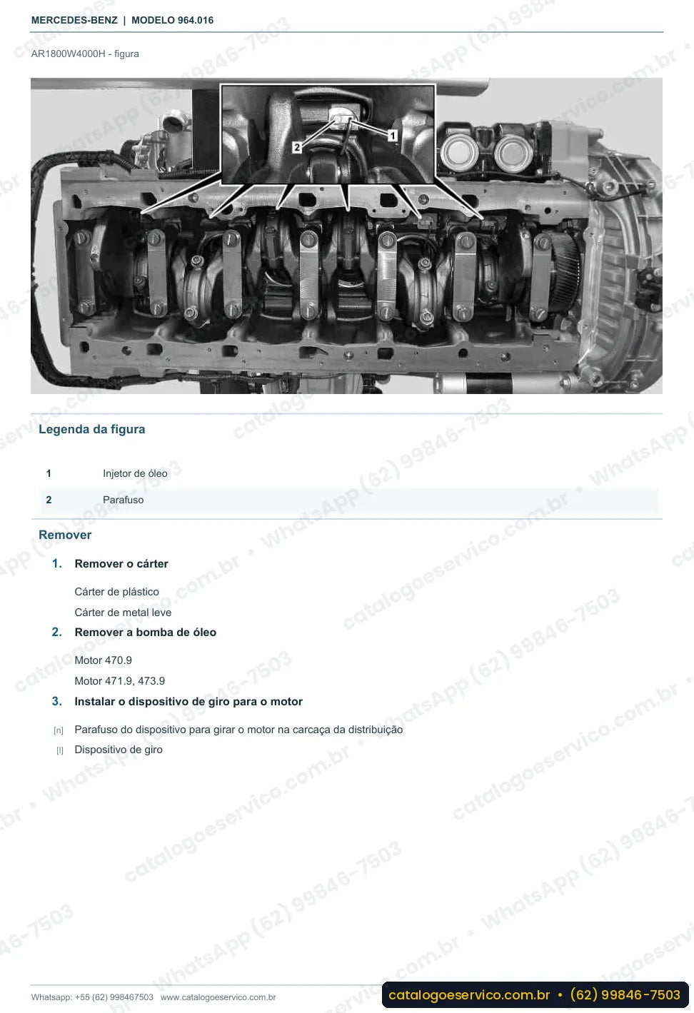 Página de procedimento do manual de oficina Mercedes-Benz Actros 3353