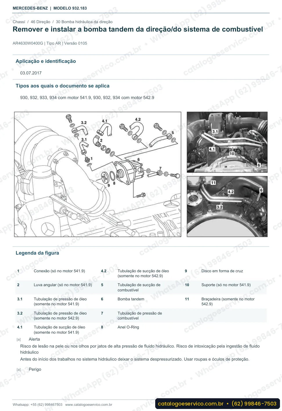 Página de procedimento do manual de oficina Mercedes-Benz Actros 3354 AK