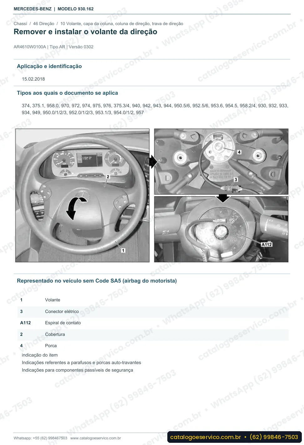 Página de procedimento do manual de oficina Mercedes-Benz Actros 3358