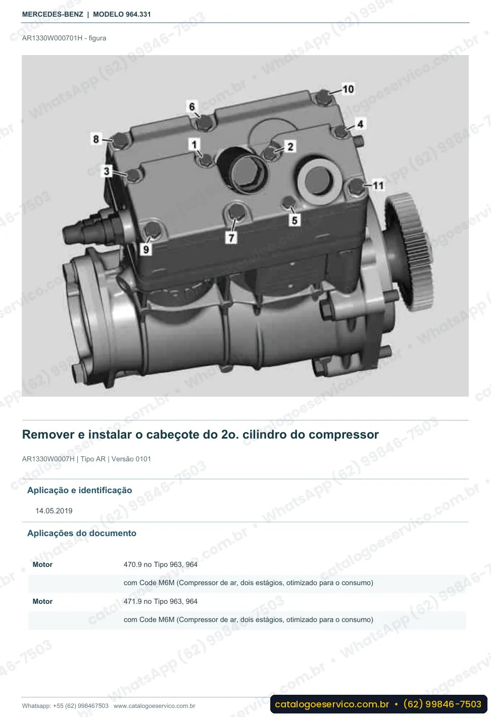 Página de procedimento do manual de oficina Mercedes-Benz Actros 4133 B