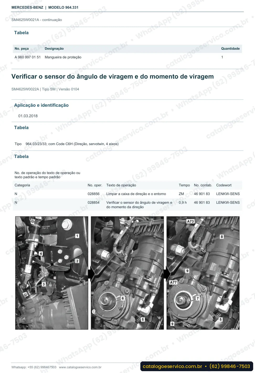Página de procedimento do manual de oficina Mercedes-Benz Actros 4133 B