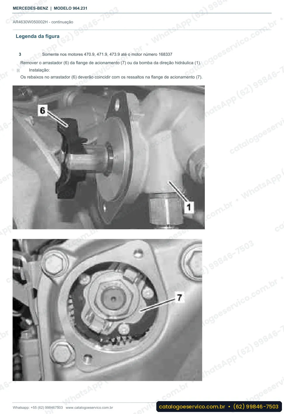 Página de procedimento do manual de oficina Mercedes-Benz Actros 4133 K