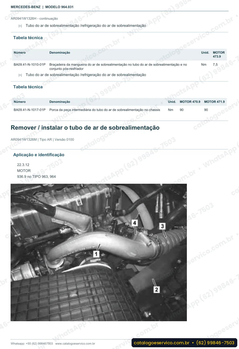Página de procedimento do manual de oficina Mercedes-Benz Actros 4136