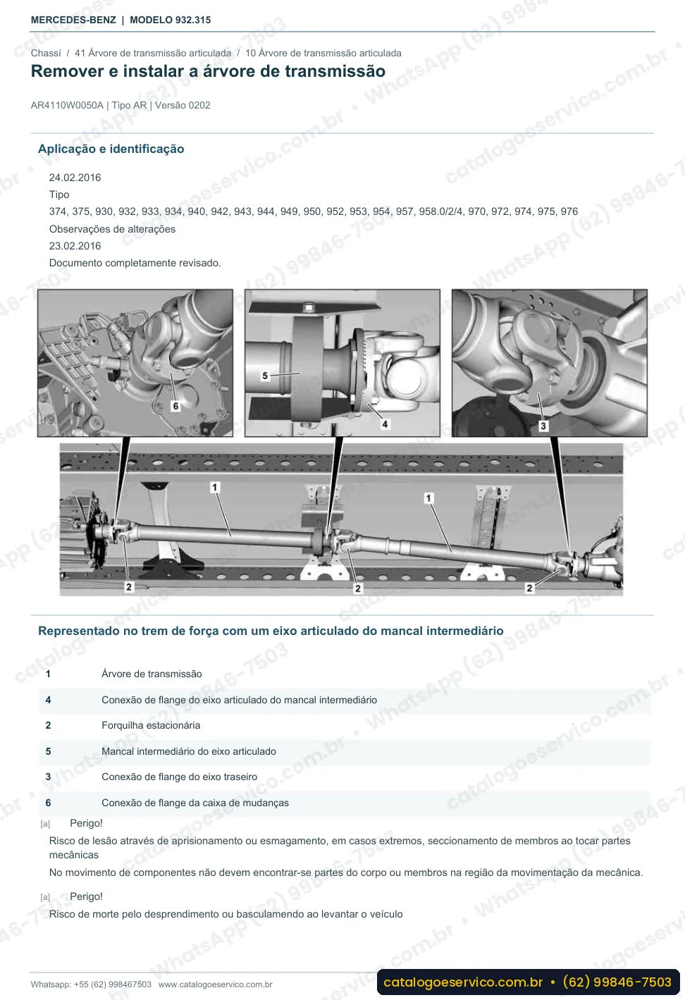 Página de procedimento do manual de oficina Mercedes-Benz Actros 4140 K