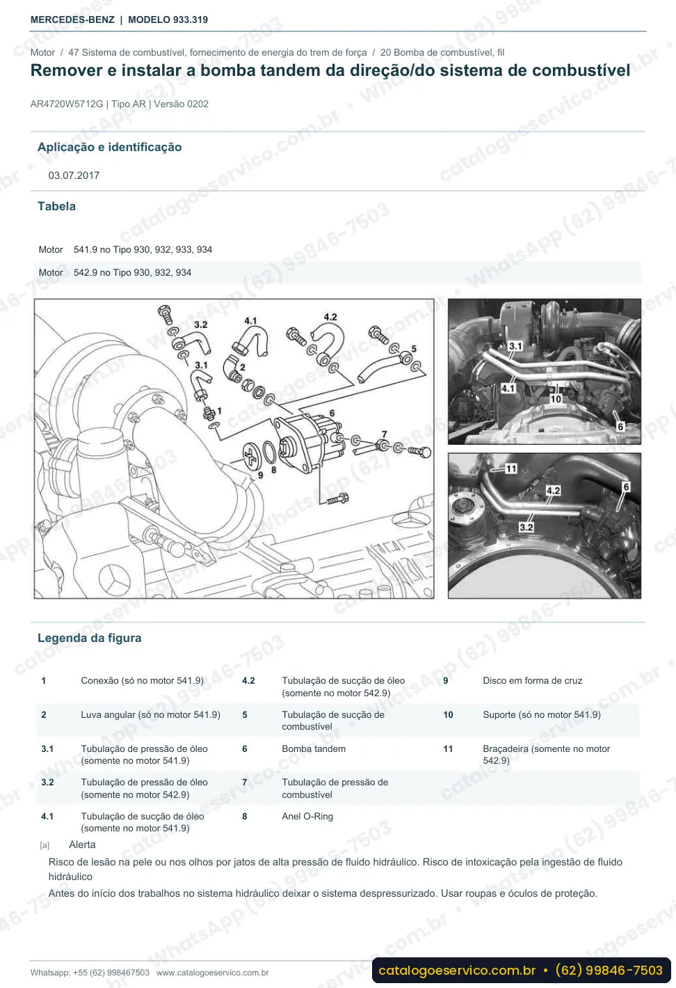 Página de procedimento do manual de oficina Mercedes-Benz Actros 4141 B