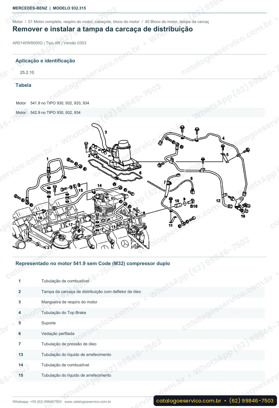 Página de procedimento do manual de oficina Mercedes-Benz Actros 4143 K