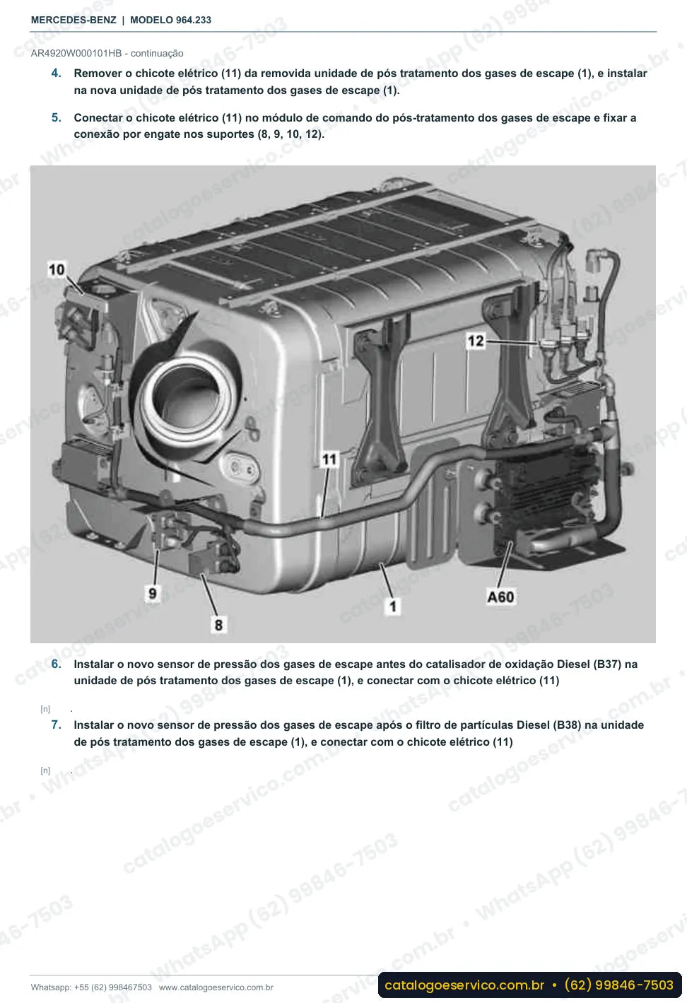 Página de procedimento do manual de oficina Mercedes-Benz Actros 4146 AK