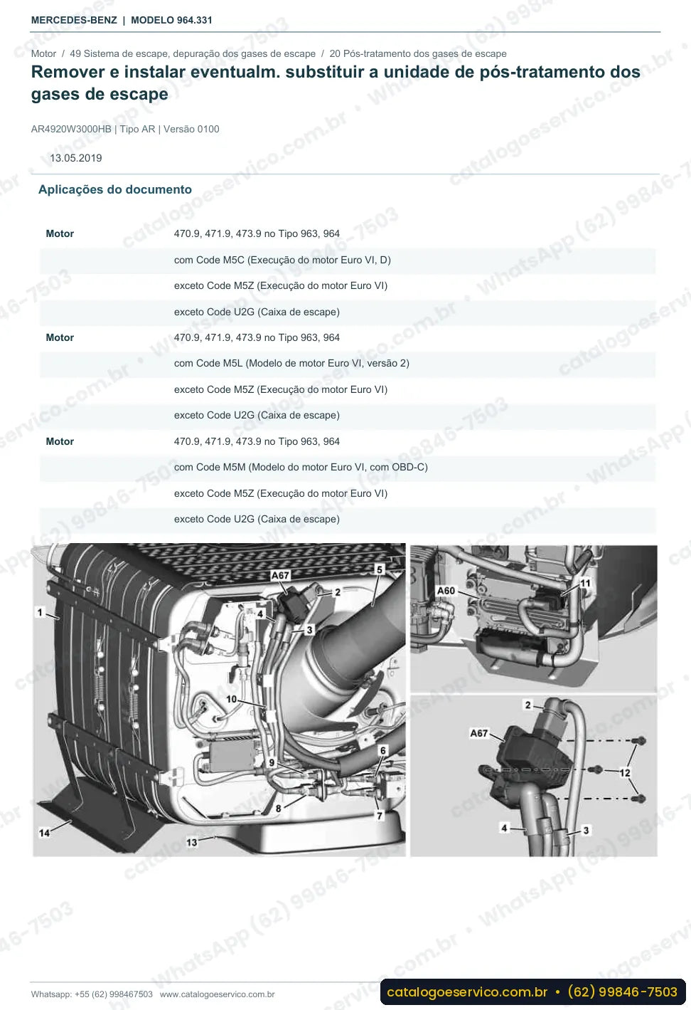 Página de procedimento do manual de oficina Mercedes-Benz Actros 4146 B