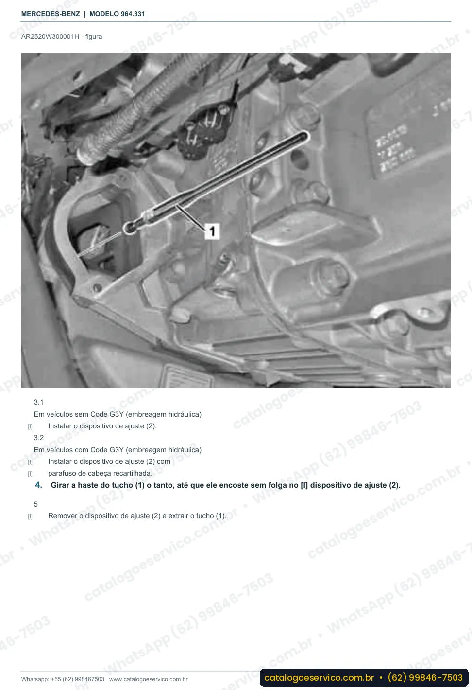 Página de procedimento do manual de oficina Mercedes-Benz Actros 4146 B