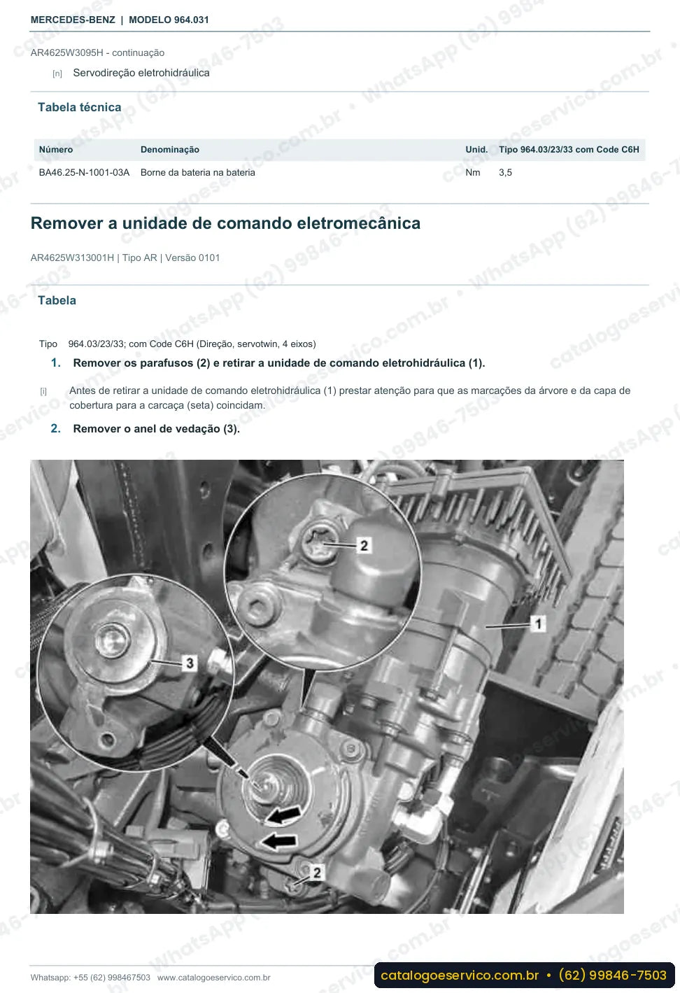 Página de procedimento do manual de oficina Mercedes-Benz Actros 4146