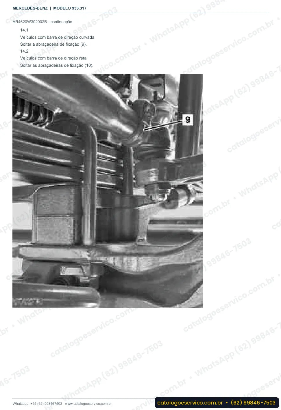 Página de procedimento do manual de oficina Mercedes-Benz Actros 4148 B