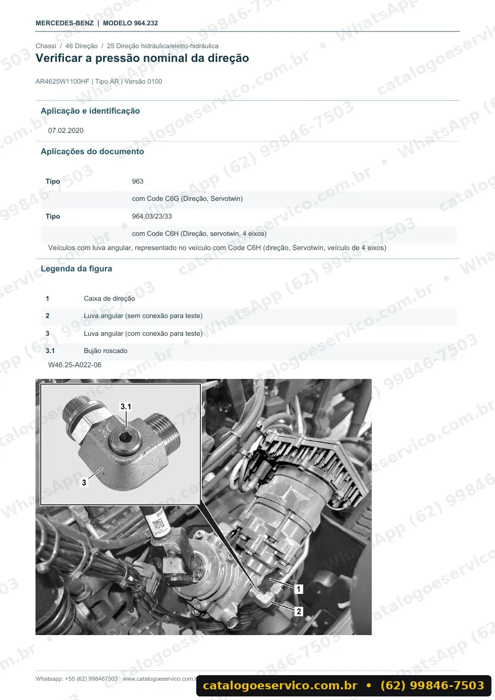 Página de procedimento do manual de oficina Mercedes-Benz Actros 4152 AK