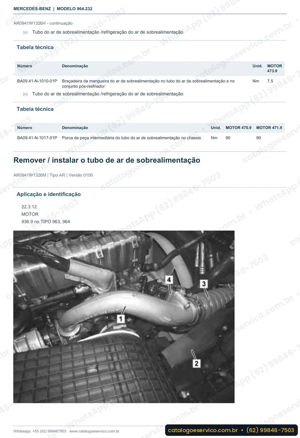 Página de procedimento do manual de oficina Mercedes-Benz Actros 4153 AK