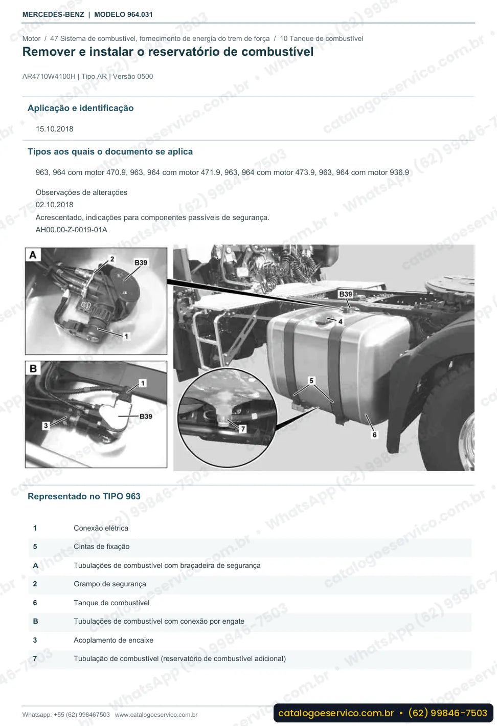 Página de procedimento do manual de oficina Mercedes-Benz Actros 4153