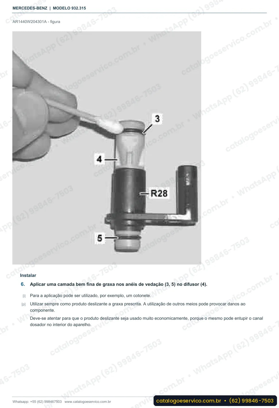 Página de procedimento do manual de oficina Mercedes-Benz Actros 4158 K