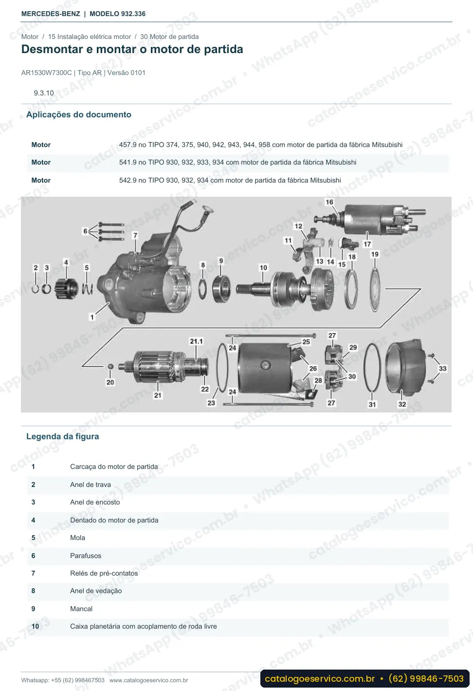 Página de procedimento do manual de oficina Mercedes-Benz Actros 4160 AK