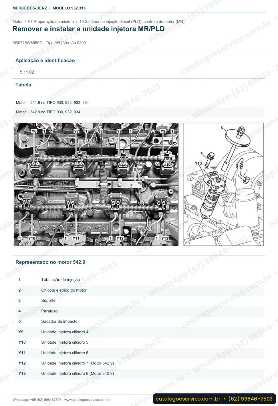 Página de procedimento do manual de oficina Mercedes-Benz Actros 4160 K