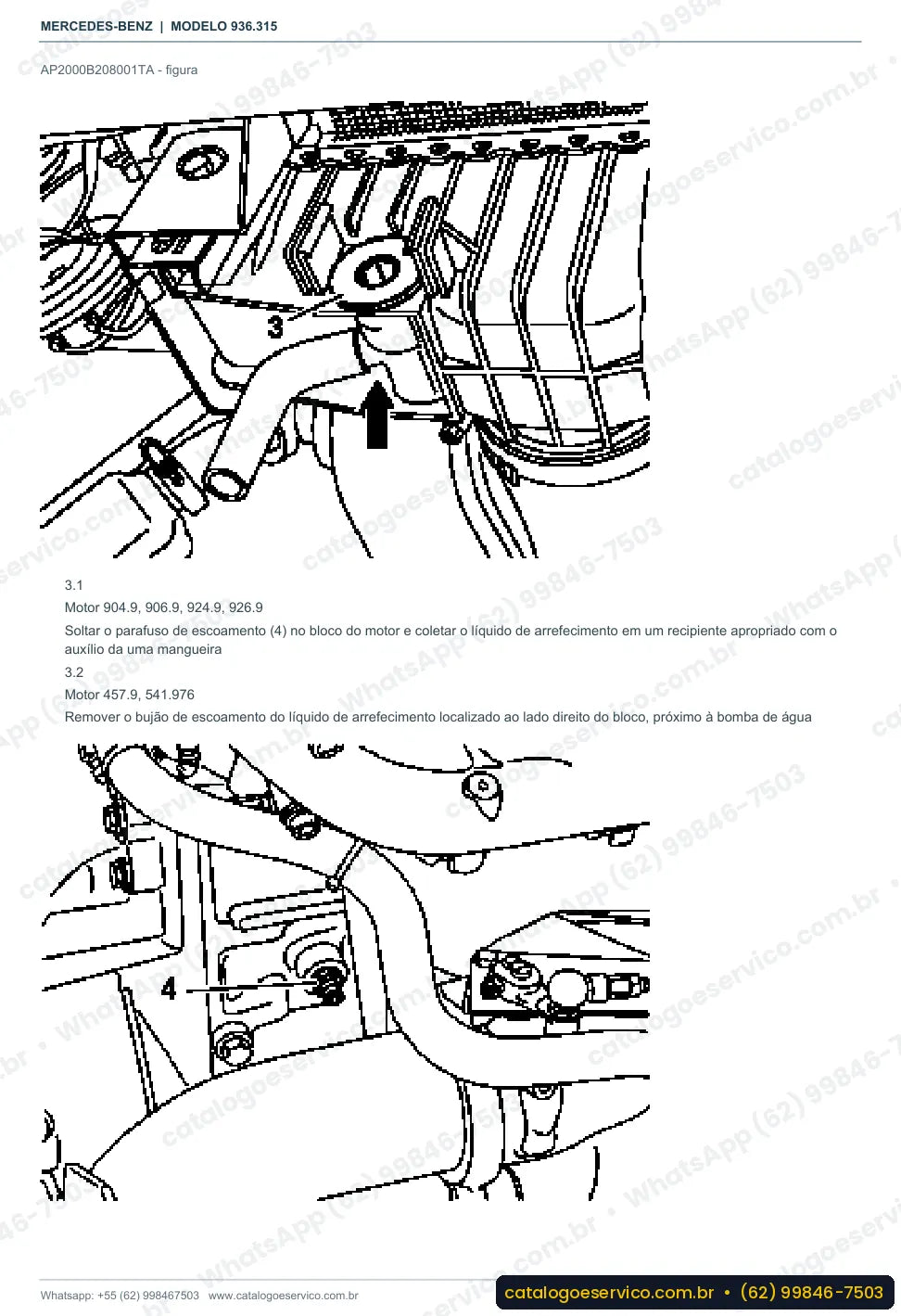 Página de procedimento do manual de oficina Mercedes-Benz Actros 4844 K
