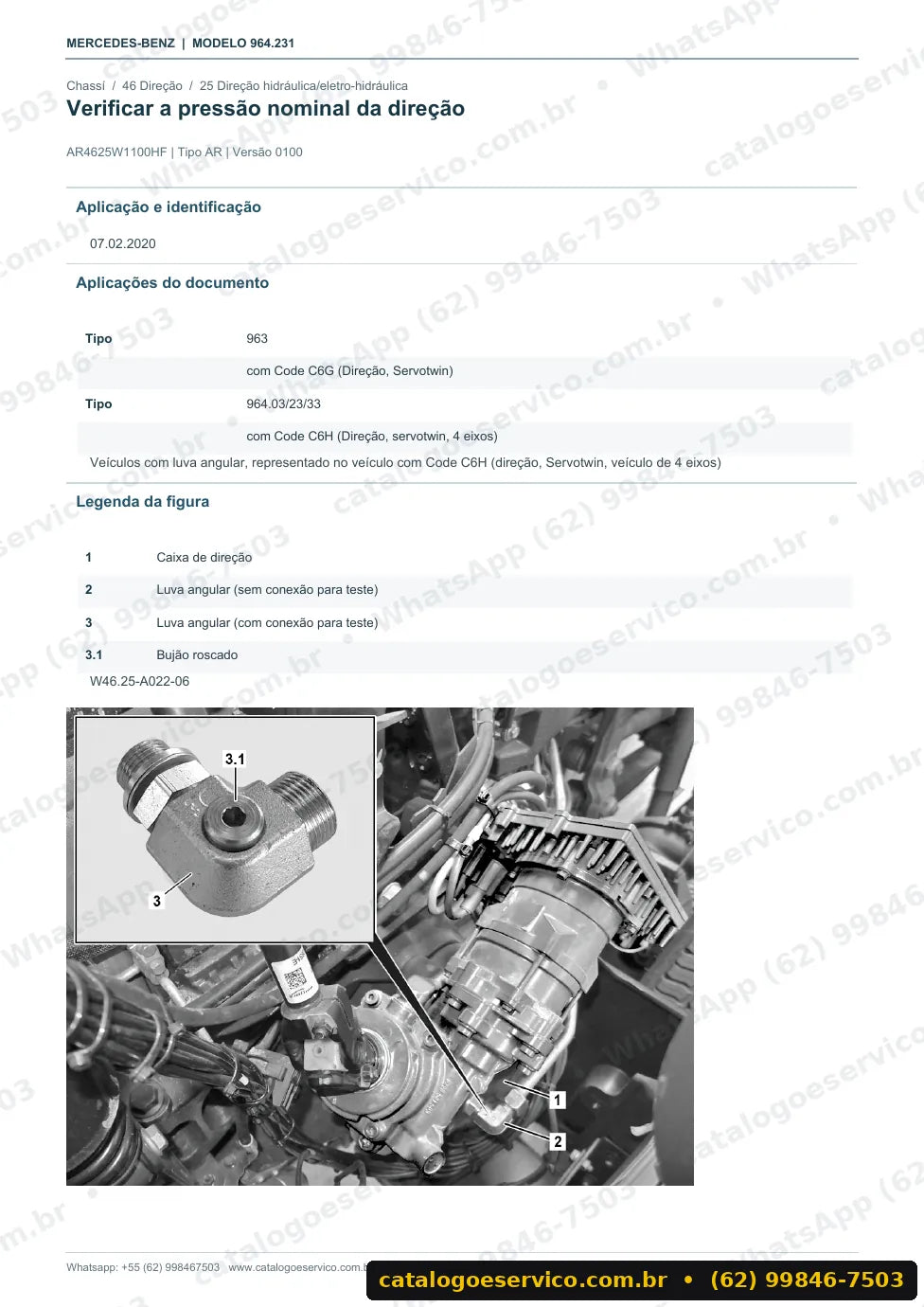 Página de procedimento do manual de oficina Mercedes-Benz Actros 4848 K