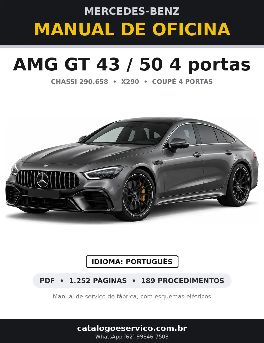 Capa do manual de oficina Mercedes-Benz AMG GT 43 / 50 4 portas (X290)