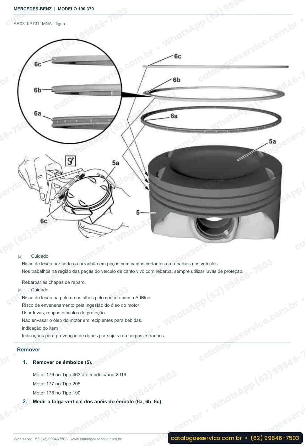 Página de procedimento do manual de oficina Mercedes-Benz AMG GT R (C190)