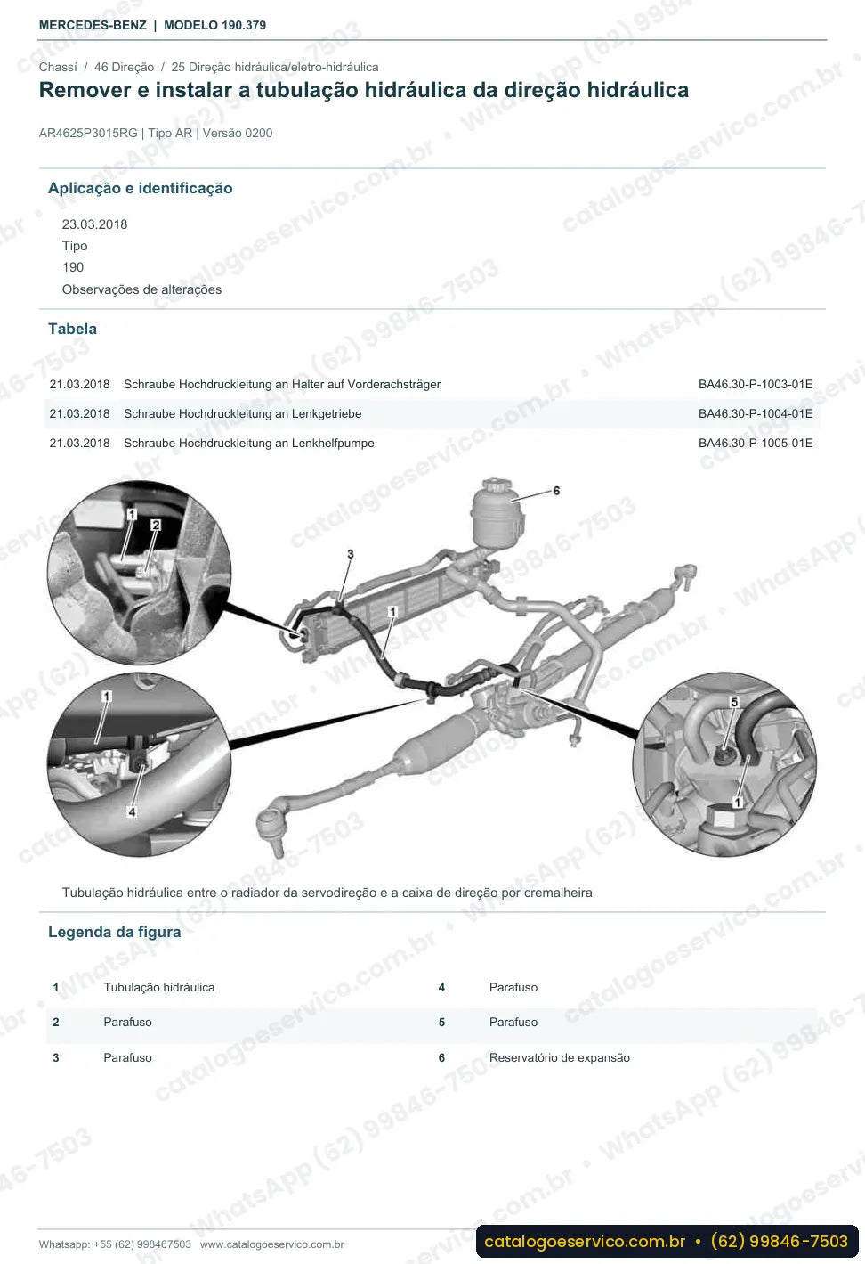 Página de procedimento do manual de oficina Mercedes-Benz AMG GT R (C190)