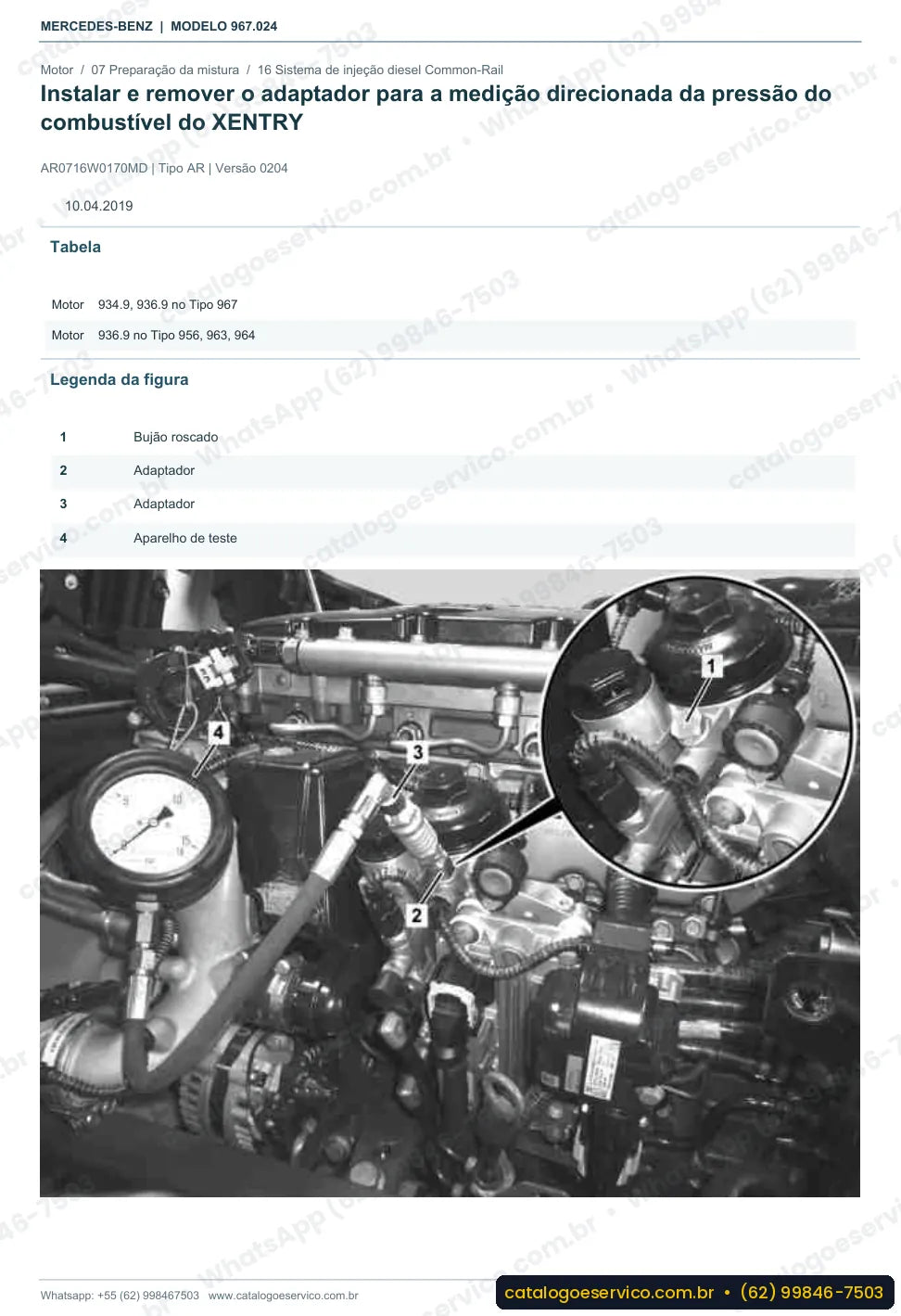Página de procedimento do manual de oficina Mercedes-Benz Atego 1016 L