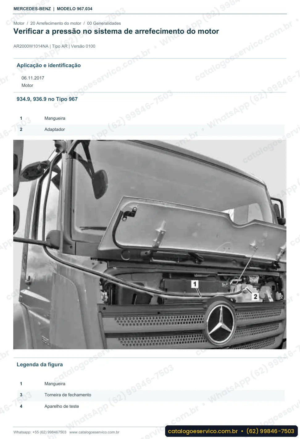 Página de procedimento do manual de oficina Mercedes-Benz Atego 1021 A
