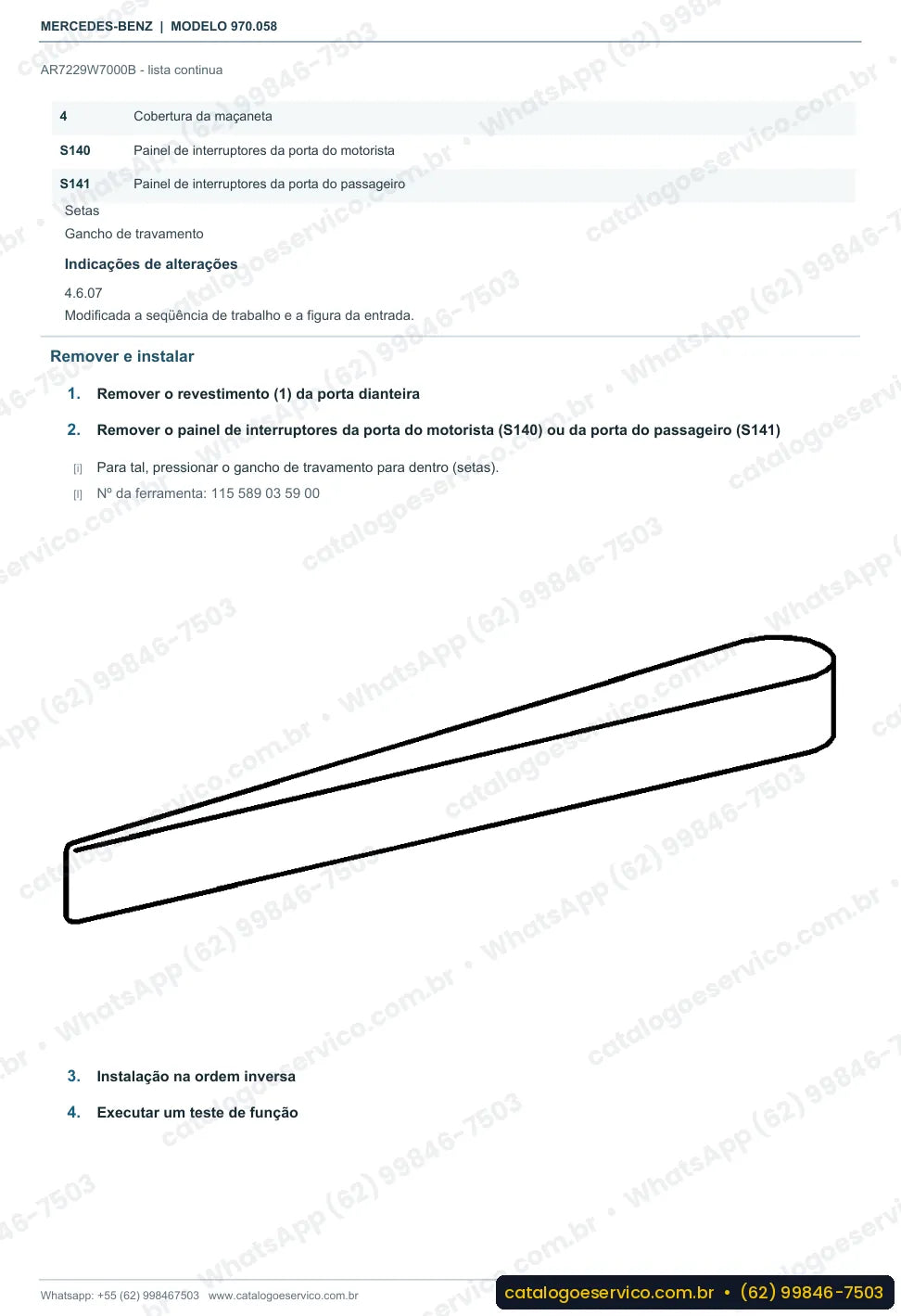 Página de procedimento do manual de oficina Mercedes-Benz Atego 1216