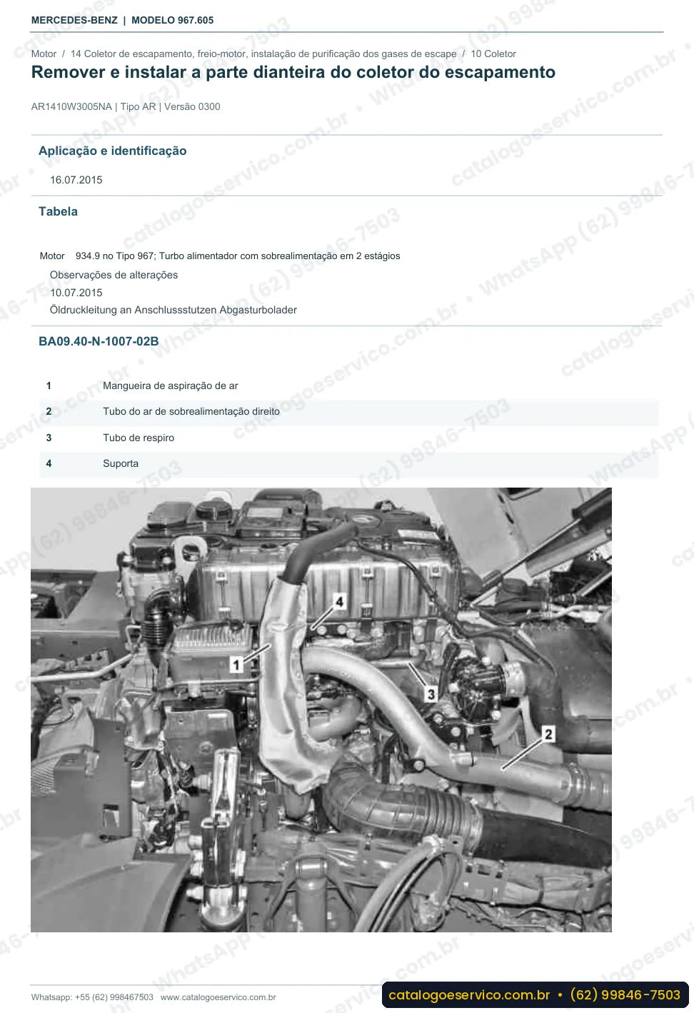 Página de procedimento do manual de oficina Mercedes-Benz Atego 1223 F