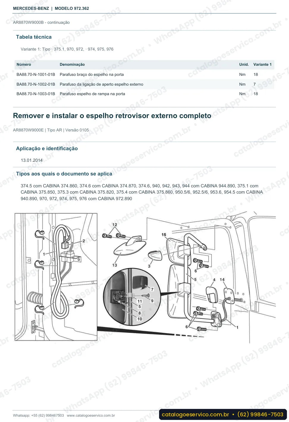 Página de procedimento do manual de oficina Mercedes-Benz Atego 1318 AK