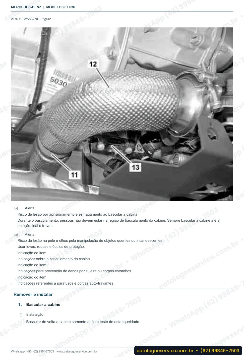Página de procedimento do manual de oficina Mercedes-Benz Atego 1323 AF