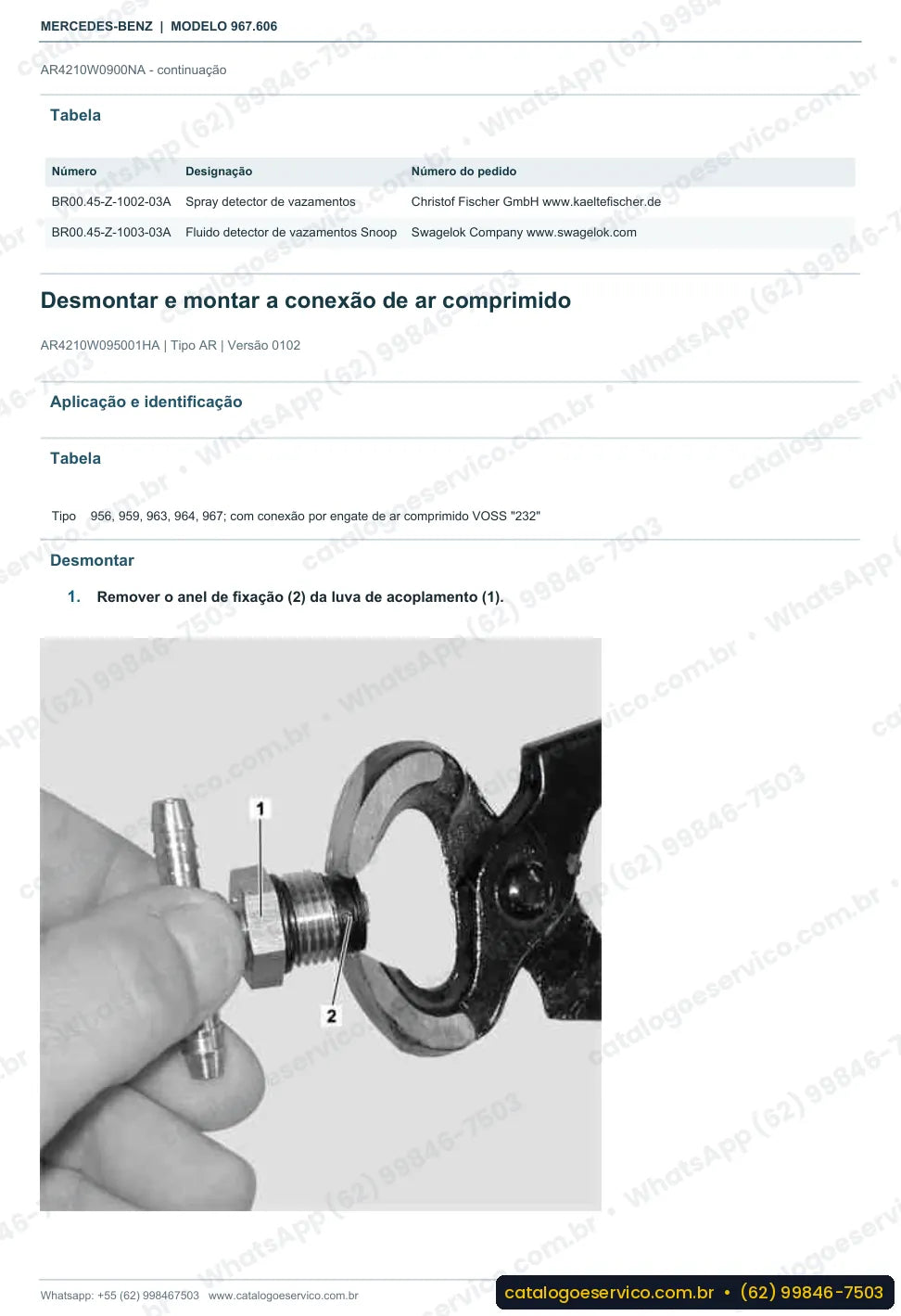 Página de procedimento do manual de oficina Mercedes-Benz Atego 1323 F