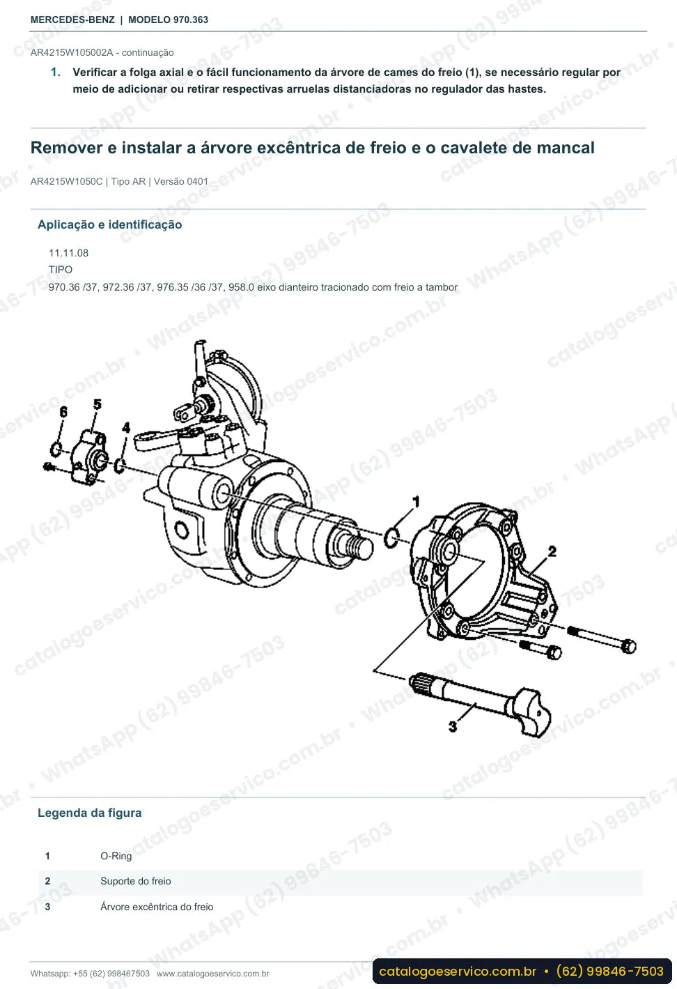 Página de procedimento do manual de oficina Mercedes-Benz Atego 1323